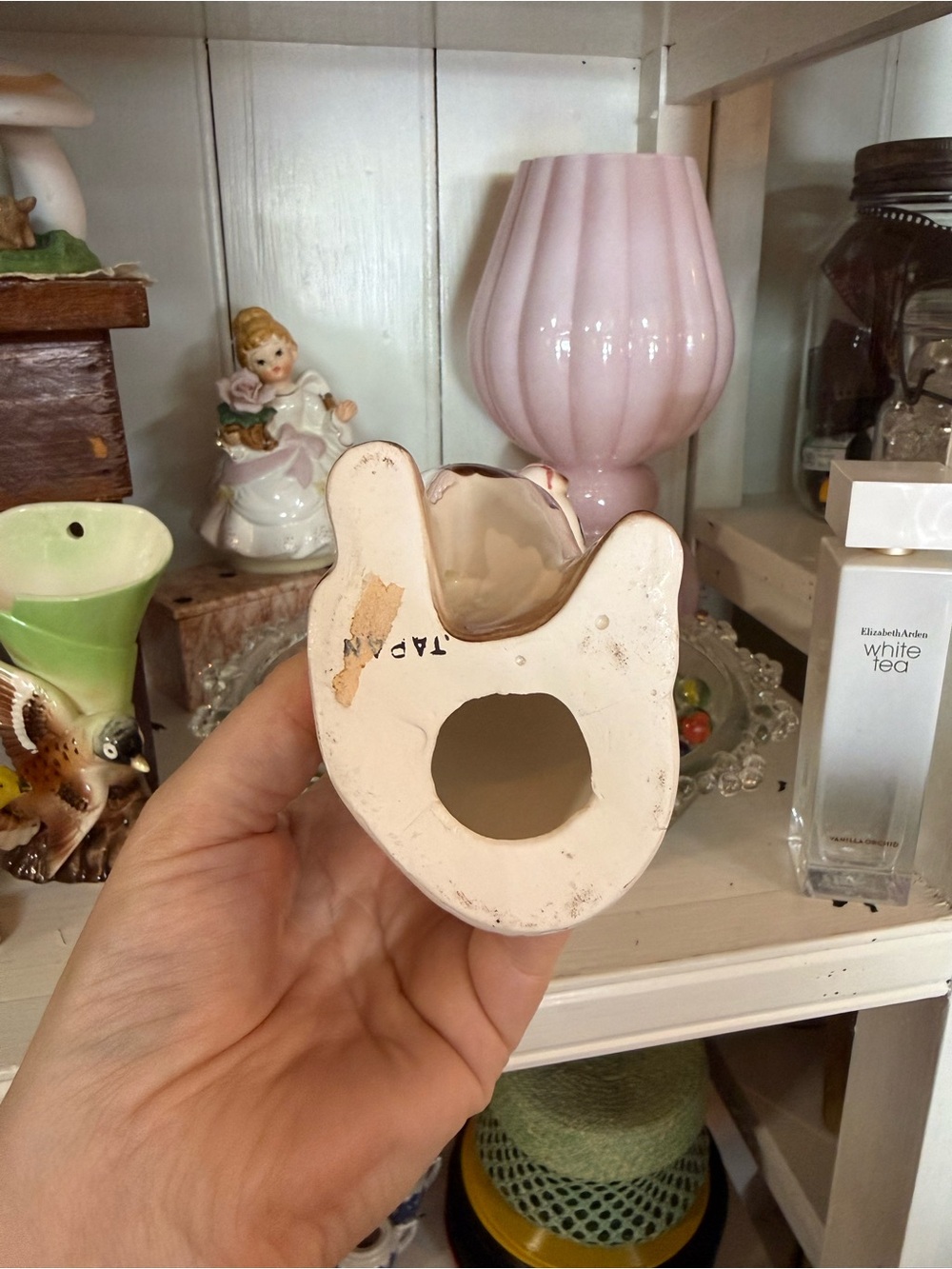 Vintage Ceramic Sitting Cat Figurine - Cream and Brown - Picture 3 of 3